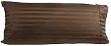 Egyptian Cotton Luxury Striped 540 Thread Count Body Pillow Cover, 21 x 60 Inch, Striped Chocolate