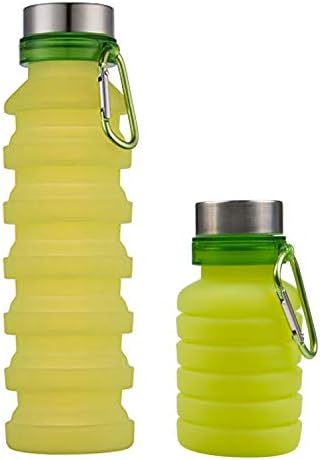 HRDiQiu Collapsible Water Bottle Silicone BPA Free Leakproof Lightweight Portable Foldable Sports Travel Camping Outdoor Water Bottles with Carabiner