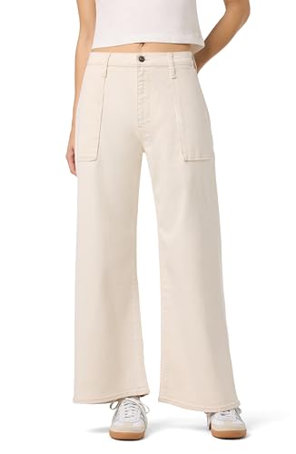 Hudson Women's Jolene High Rise Wide Leg Ankle Jean, Ecru, 28W x 28L