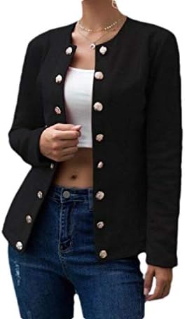CuteRose Women Double-Breasted Long Sleeve Solid Slim Fit Work Office Blazer