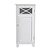 Teamson Home Dawson Wooden Freestanding Floor Cabinet with 1 Fixed 1 Adjustable Shelf 3 Storage Spaces and 1 Cross Molding Glass Paneled Doors, White