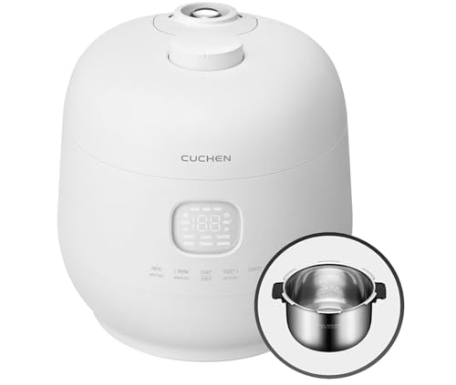 CUCHEN CRH-TWS1010PWUS, Full Stainless Inner Pot, Induction Heating Dual Pressure Rice Cooker,10 Person, 10-cup, 2.28 Quarts (uncooked), 20-cup, 4.56 Quarts (cooked), Dual Pressure Low and Hi, Auto Steam Clean, Slow Cooker, Steam Cooker