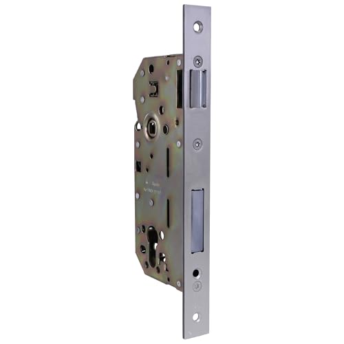 Amig - Mod. 340 Mortise Door Lock | Stainless Steel for Wood Doors | Reversible Handle | No Key | 240mm x 23mm | Dead Bolt Lock for Exterior Door, Silver
