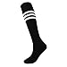 Fitliva Black Tube Socks Bulk Socks for Women Men Baseball Team Uniform Sports Socks (12pairs-Black)