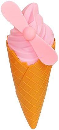 Chenshon Interesting Ice Cream Fan Cartoon Mini Child Student Portable Handheld Fan USB Charging Fan(Pink)