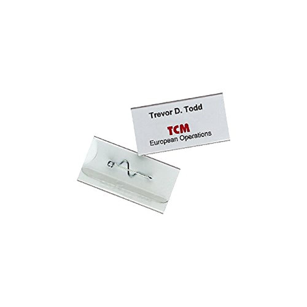 Durable 860619 Name Badge with Curved Pin and Covered Tip Plastic 30 x 60 mm Pack of 10 Transparent