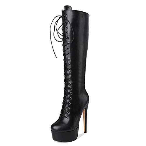 ایگرد | قیمت و خرید Only maker Damen Stiefel Plateau Hohe Schnürstiefel mit  Stiletto Absatz Kniehohe Zweifarbig