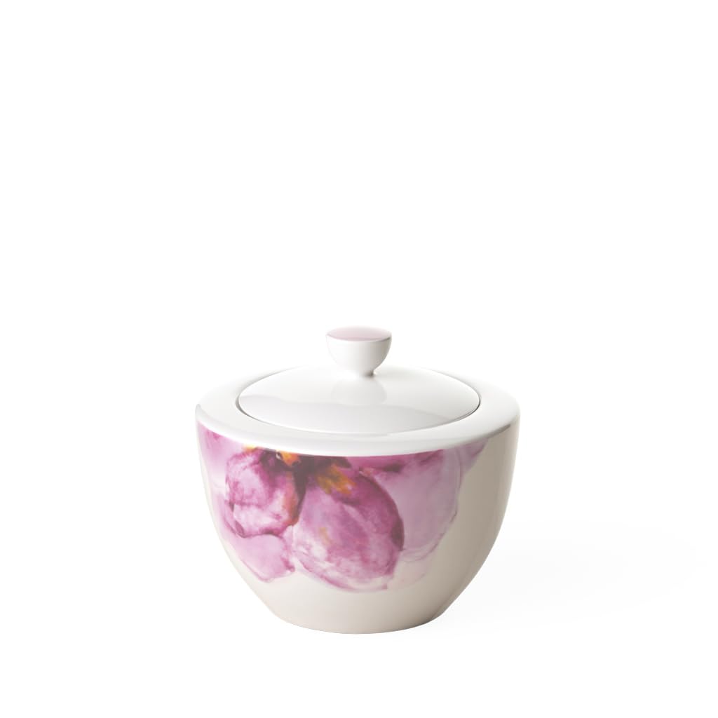 Villeroy & Boch - Rose Garden Sugar Bowl, 300 ml, Premium Porcelain, White/Pink