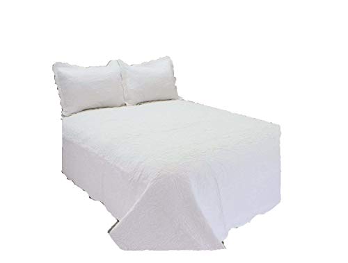 ALL FOR YOU 3pc Reversible Quilt Set, Bedspread, and Coverlet-100 x 110"-white (Larger King)