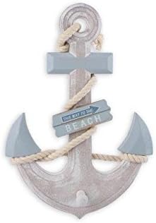Annibells at Home Wooden Nautical Anchor Rope and Plaque Detail Coat Towel Hook
