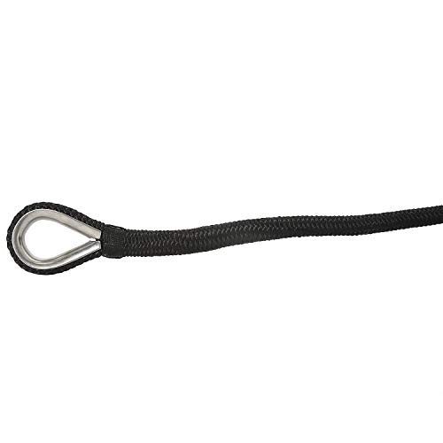 image for NovelBee 3/8 Inch X 50 Feet Double Braid Nylon Anchor Line with Stainl