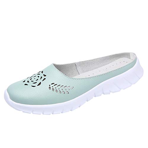 SSYongxia❤ Women's Walking Casual Slip-on Shoes - Classic Comfort Clogs Slingback Mary Jane Flats Green - Thumbnail 6