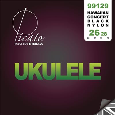 Picato 99129 26-28 Ground Black Nylon Tie End Hawaiian Ukulele, Set of 4 Pieces