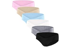 Angelhood 6 Pack Womens Cotton Maternity Underwear,Healthy Maternity Pregnancy Panties Postpartum Mother Under Bump Underwear