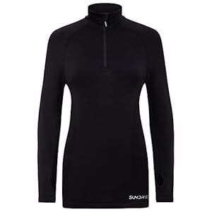 Sundried Womens Half Zip Fitness Jacket Base Layer Black Long Sleeve Running Top