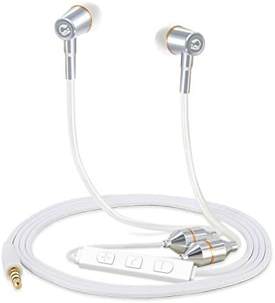 Tuisy Air Tube Headset - Upgraded Radiation Free Headphones Earbuds Earphone with Microphone and Volume Control, EMF Protection, Universal for iPhone Samsung iPad iPod MP3 & More, White