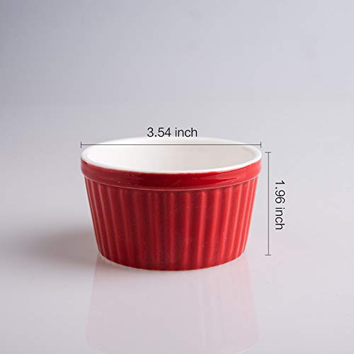 Bakerdream Porcelain Souffle Dishes, Ramekins-6 Ounce for Souffle, Creme Brulee and Dipping Sauces Ice Cream Dessert Cup, Set of 4 (4 bright colors)