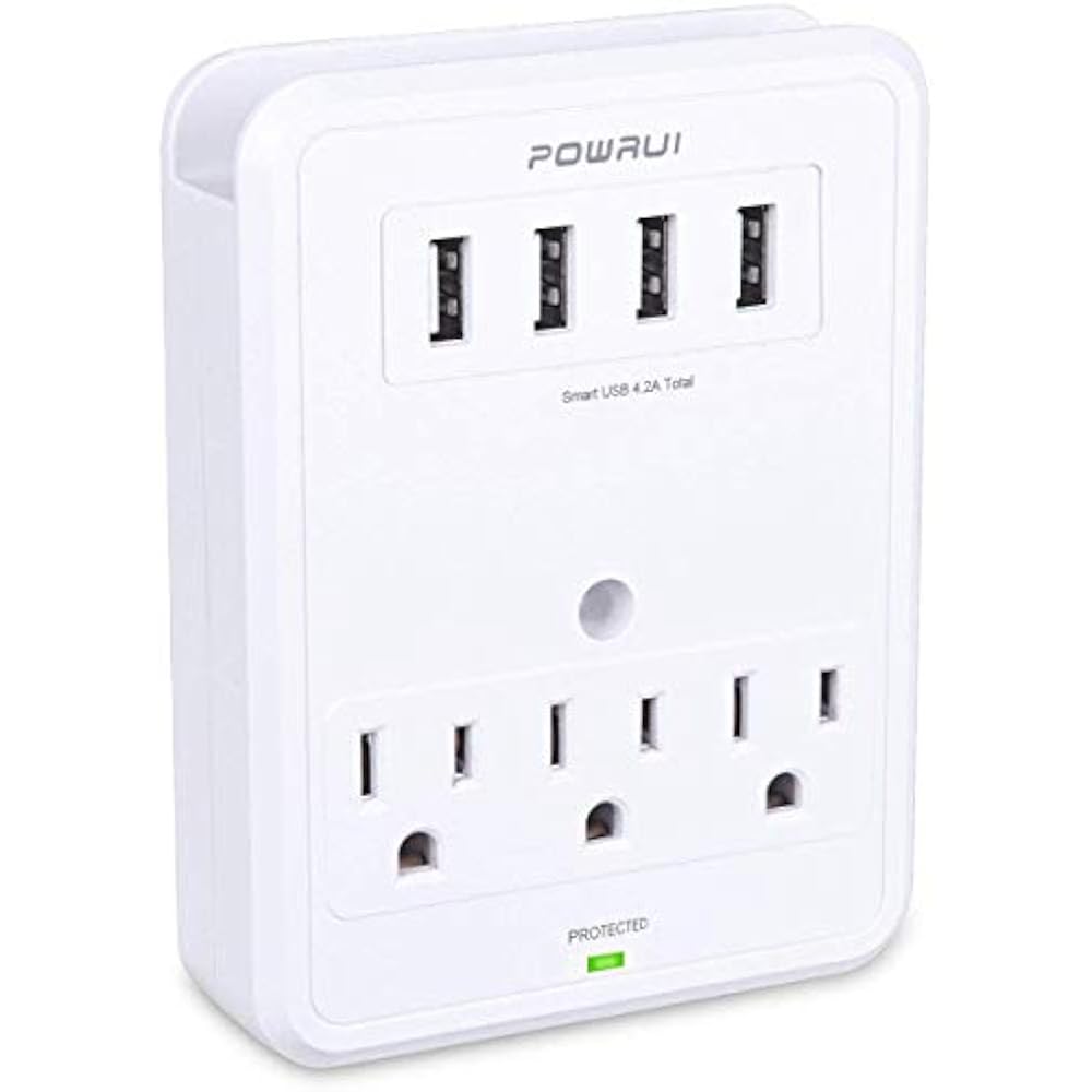 Multi Wall Outlet Adapter Surge Protector 1680 Joules With 4USB Ports