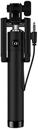Selfie Stick, Walway Extendable Wired Self-portrait Monopod with Adjustable Phone Holder for iPhone X/8Plus/8/7/7Plus/6/6s/6Plus, Galaxy S7/S6/Edge, Note 5/4, Nexus 6P, Battery/Bluetooth Free (Black)