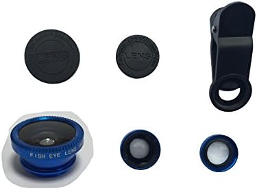 Vinious 3 in 1 Clip-on 180 Degree Fish Eye Lens + Wide Angle + Macro Lens for for iPhone SE, 6, 6S, 5, 5S, 5C, iPod Touch, Samsung Galaxy S3, S4 (Blue)