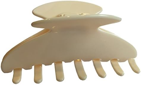 French Amie Long Large 4.5 Inch Handmade Covered Spring Ivory Celluloid Jaw Hair Claw Clip Clamp Clutcher (Ivory)