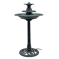 Snow Shop Everything Durable Construction and Antique Verdigris Finish 3 Tiers Outdoor Bird Bath Decor Pedestal Water Fountain with Pump