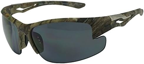 SunglassUP - Premium Camoflauge Sports Wrap Lightweight Realtree Outdoor Performance Sunglasses (Camo, Smoke)