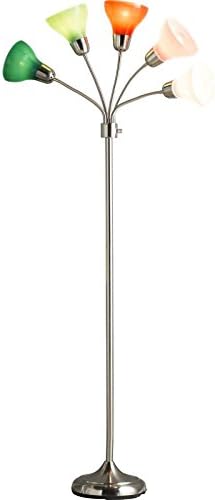 67" 5-Light Multi-Color Modern Style Tree Floor Lamp with Brushed Steel Base
