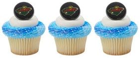 12 MINNESOTA WILD new CUPCAKE topper RINGS party NHL licensed FAVORS hockey