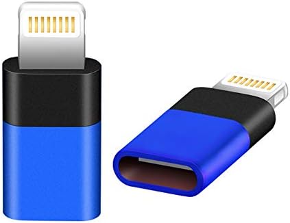 AODSC iOS Adapter,Type C(Female) to iOS(Male),Data Transmission Charger for Phone 8/8Plus Phone7/7Plus Phone X/10 Phone Xs/XSmax [2 Pack](Blue)…