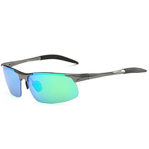 MOTELAN Men's Polarized Sunglasses for Driving Fishing Golf Metal Glasses UV400 Green