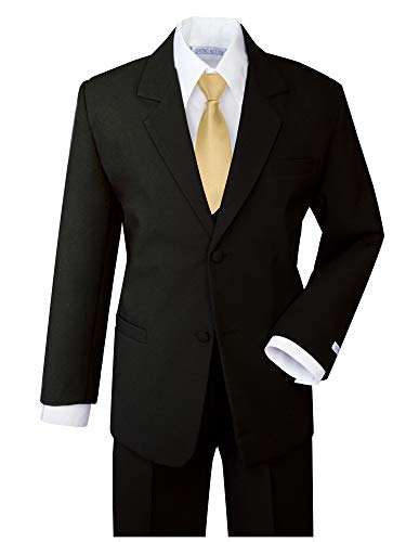 Spring Notion Boys' Formal Dress Suit Set 4T Black Suit Antique Gold Tie