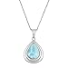 Sterling Silver Natural Larimar Teardrop Pendant with 18