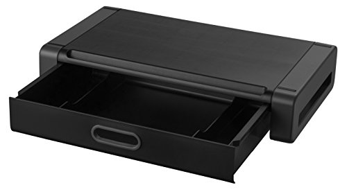 Kantek Monitor Riser with Drawer & Smartphone/Tablet Slot, 19" x 11" x 4", Black (MS760)