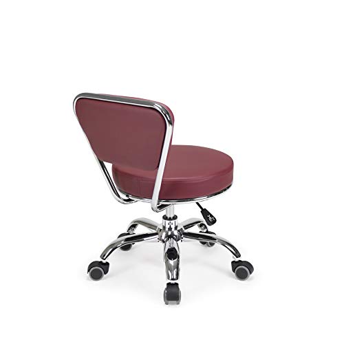 Colorful Pedicure D Line Light Rolling Nail Technician Chair,Podiatrist Chair Multi-Use Short Stool (Red)