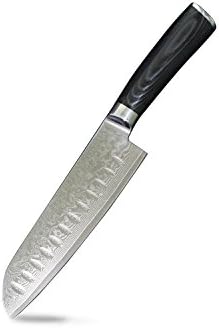 EKUER 7 Inch Japanese Professional Santoku Chef Knife,Sushi Knife for Home Kitchen or Restaurant - Damascus Steel VG10