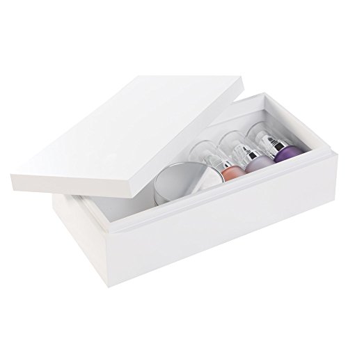 mDesign Bathroom Vanity Box with Lid for Cosmetics, Makeup - White