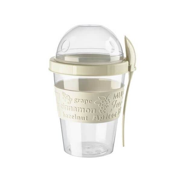 1 Pcs Reusable Yogurt Pots With Lids, Overnight Oats Jar Container with Spoon, 20 Oz 600ml Yoghurt Container, Breakfast Pots To Go, Dishwasher Safe Yogurt Pot Granola Muesli Cereal 100% BPA Free