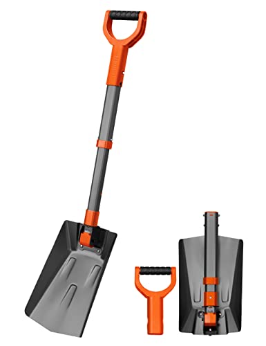 AstroAI 38.4" Folding Extendable Snow Shovel, Aluminum Handle & Metal Blade