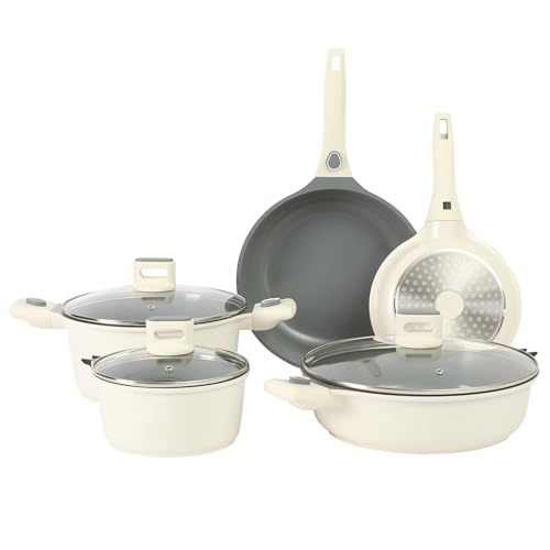 Sur La Table Kitchen Essentials Kochgeschirr-Set mit abnehmbarem Griff, PFA-frei, Premium-Keramik, antihaftbeschichtet, Induktion, sicher und sicher,
