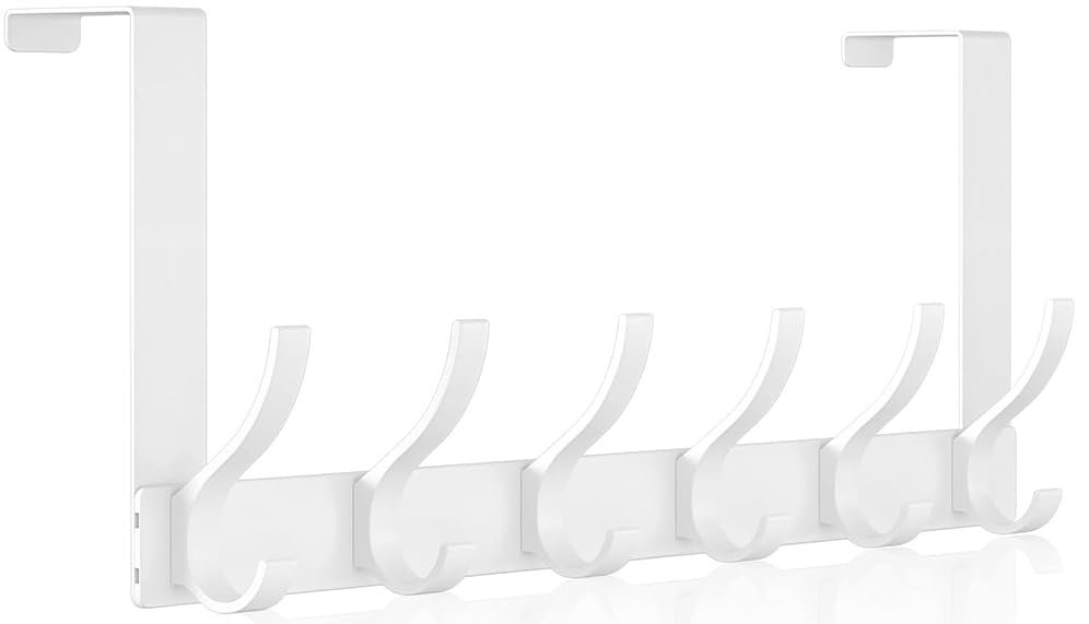 lmytdo Over Door Hook, Heavy Duty Stainless Steel Over Door Hanger with Rust Resistant Finish - 12 Hooks, Space Saving Over Door Organizer Rack for Hanging Coat, Towel, Bag, Bearing Weight 20kg