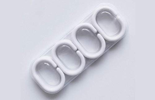 Chirano 12 PCS Plastic Shower Curtain Hooks, White, C Shape Rings for Bathroom Shower Rod