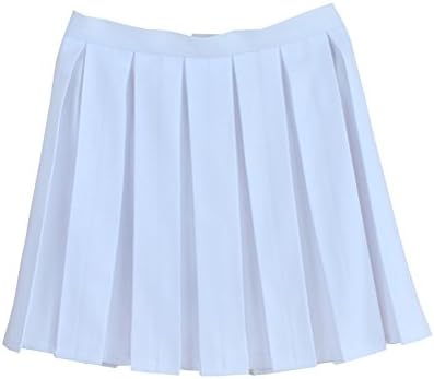 Girls School Uniforms Solid Pleated Mini Skirt, Waist(84cm/33inch), white gz, Waist(84cm/33inch) 3XL, white gz