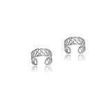 Sterling Silver Polished Filigree Small Swirl Non Piercing Clip On Ear Cuff for Men Women