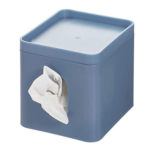InterDesign Cade Facial Tissue Cover, Boutique Box Bathroom Holder for Vanity, Countertops, Desk, Office, Dorm, Dusty Blue - Thumbnail 4