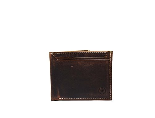 RFID Blocking Leather Wallet For Men | Compact And Slim | Multiple Card Slots | Hybrid Bifold Trifold Design Wallet With Flip Out ID Window By Aaron Leather (Dark Brown)