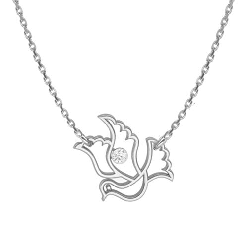 Butterfly Necklace With Bird Pendant Made Of Silver And Zirconia Detail