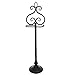 MyGift Free Standing Toilet Paper Holder Black Metal Scrollwork Design Bathroom Tissue Paper Stand - Single Roll Storage Rack