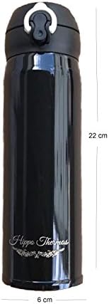 Hippo Vacuum Insulated Compact Design - Stainless Steel water bottle for hot and cold beverages - suitable for travel and personal use - 16 oz (Black)