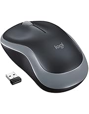 Logitech M185 Wireless Mouse, 2.4GHz with USB Mini Receiver, 12-Month Battery Life, 1000 DPI Optical Tracking, Ambidextrous, Compatible with PC, Mac, Laptop - Swift Gray